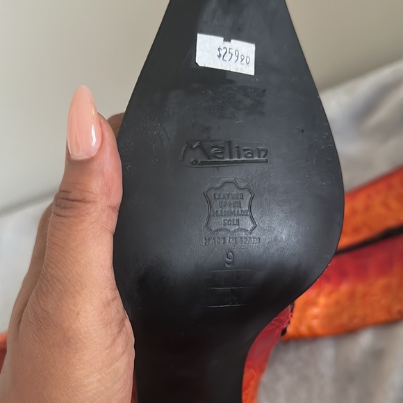 Orange snake skin heeled boot size 9 W - Picture 4 of 4